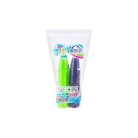 Bosco Vasos Desechables Bosco Neon Shot 200P/60M - ZK-Despensaenlinea