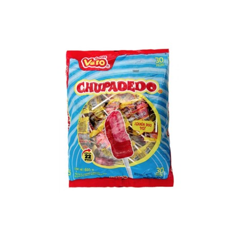 Vero Caja Paleta chupadedo rojo 24B/30P-Despensaenlinea