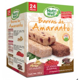 Nutriwell Nutri Well barras de amaranto 24P/30G - KOZ-Despensaenlinea