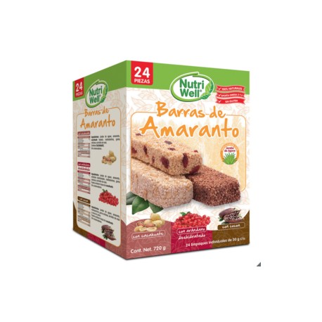 Nutriwell Nutri Well barras de amaranto 24P/30G - KOZ-Despensaenlinea