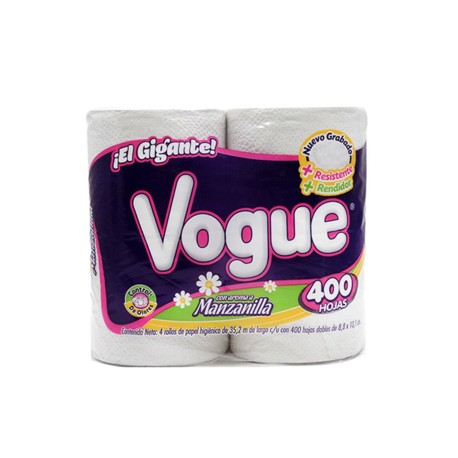 Kimberly Clark Medio Bulto Papel Higiénico Vogue 400H/12P/4R-Despensaenlinea