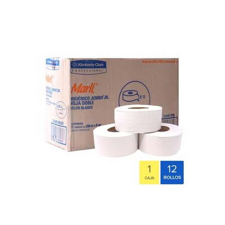 Kimberly Clark Caja Papel Higiénico Bobina Marli Jumbo Jr 200 mts x 9 cm 12R-Despensaenlinea