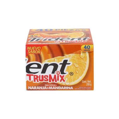 Mondelez Goma de Mascar sin Azúcar Trident CitrusMix Naranja-Mandarina 4C/40P - ZK-Despensaenlinea