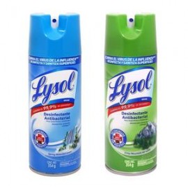 Reckitt Benckiser Pack desinfectante antibacterial Lysol aerosol 2P/354G - ZK-Despensaenlinea