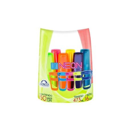 Bosco Vasos desechables Bosco Neon 150P/16 OZ - ZK-Despensaenlinea