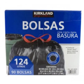 Kirkland Kirkland Signature bolsas para basura con cinta 90P/124L - KOZ-Despensaenlinea