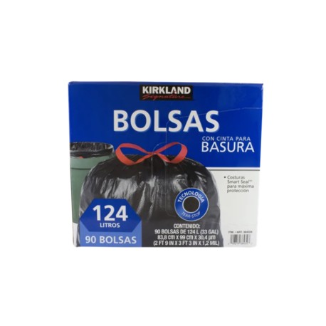 Kirkland Kirkland Signature bolsas para basura con cinta 90P/124L - KOZ-Despensaenlinea