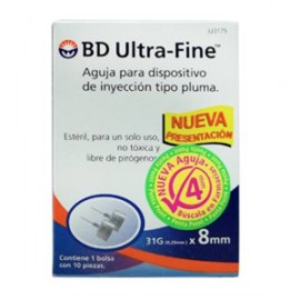 BD Ultra Fine Aguja para dispositivo de inyeccion tipo pluma 10P - KOZ-Despensaenlinea