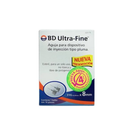 BD Ultra Fine Aguja para dispositivo de inyeccion tipo pluma 10P - KOZ-Despensaenlinea