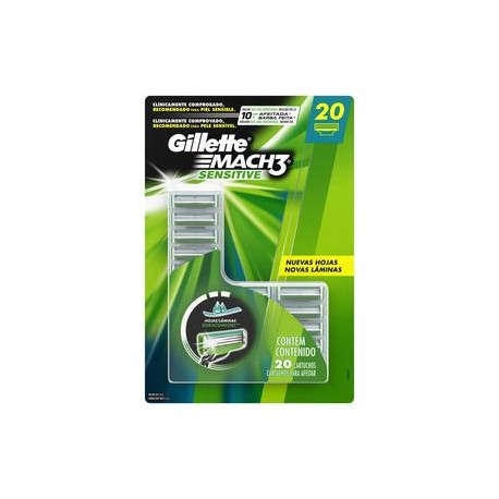 Procter & Gamble Cartuchos para Máquina de Afeitar Gillette Mach3 Sensitive 20P - ZOK-Despensaenlinea