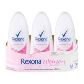 Unilever Antitranspirante en Roll On Rexona Powder 3P/53G - ZK-Despensaenlinea