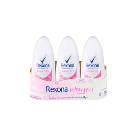 Unilever Antitranspirante en Roll On Rexona Powder 3P/53G - ZK-Despensaenlinea