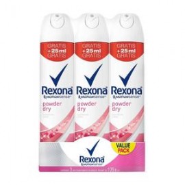 Unilever Antitranspirante en Aerosol Rexona Motionsense Powder Dry 3P/105G - ZK-Despensaenlinea
