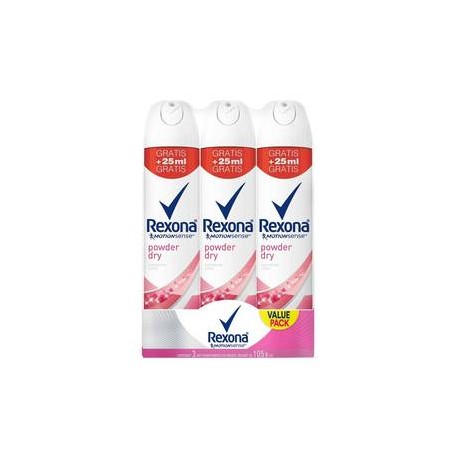 Unilever Antitranspirante en Aerosol Rexona Motionsense Powder Dry 3P/105G - ZK-Despensaenlinea