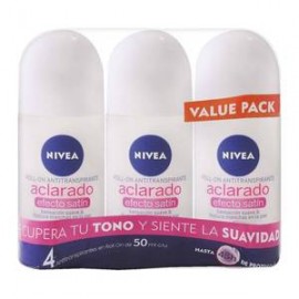 Beierdorf Antitranspirante en Roll On Nivea Aclarado Efecto Satín 4P/50M - ZK-Despensaenlinea