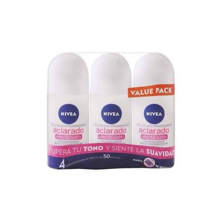 Beierdorf Antitranspirante en Roll On Nivea Aclarado Efecto Satín 4P/50M - ZK-Despensaenlinea